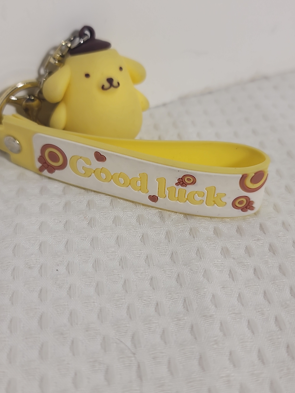 Good Luck Yellow Silicone Kids Keychain Wrist Strap